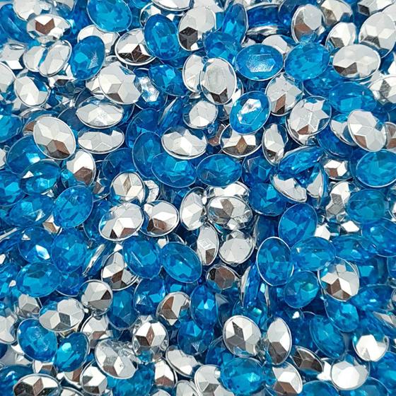 Imagem de Colagem Oval Strass Acrílico Azul Transparente 6x8mm 5000pçs 500g