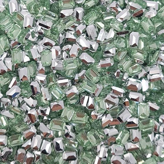 Imagem de Colagem Retângulo Strass Acrílico Verde Transparente 4x6mm 500pçs 25g