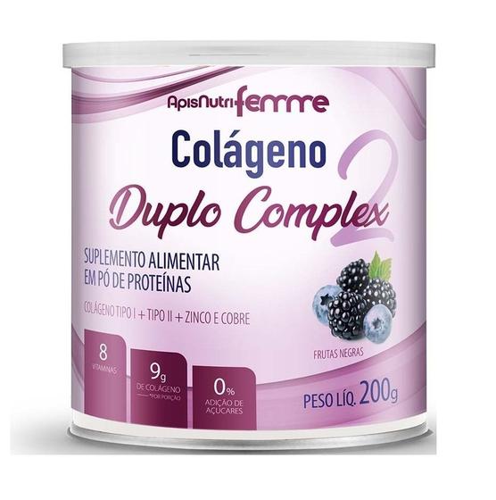 Imagem de Colágeno Duplo Complex Tipo 2 + Tipo 1 (200g) - Sabor: Frutas Negras