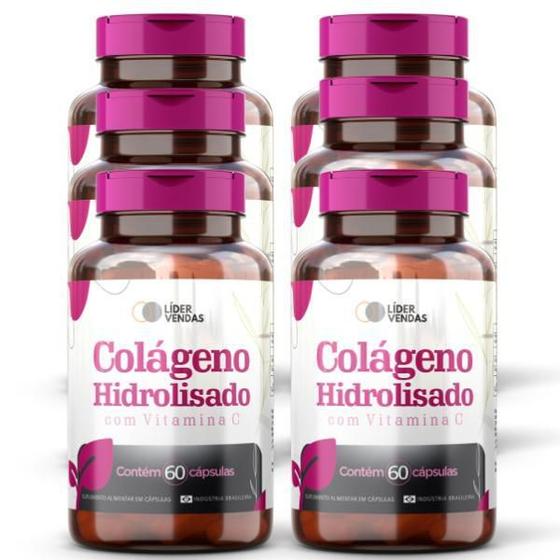 Imagem de Colágeno Hidrolisado Com Vitamina C - 60 Cáps Kit 6 Potes