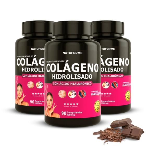 Imagem de Colágeno hidrolisado com vitamina c combo 3 frascos 90 cápsulas