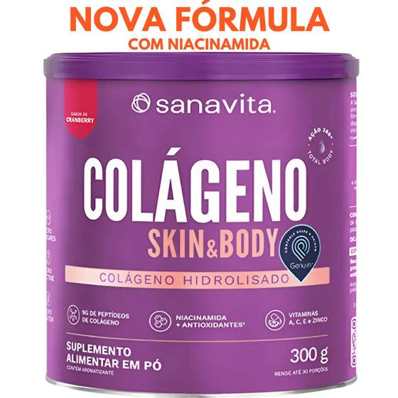 Imagem de Colágeno hidrolisado - Pele cabelos e unhas - Suplemento em pó Skin Sanavita 300g