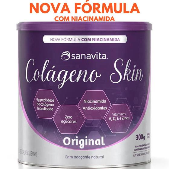 Imagem de Colágeno hidrolisado - Pele cabelos e unhas - Suplemento em pó - Skin Sanavita 300g.