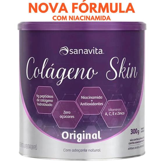 Imagem de Colágeno hidrolisado - Pele cabelos e unhas - Suplemento em pó Skin Sanavita 300g