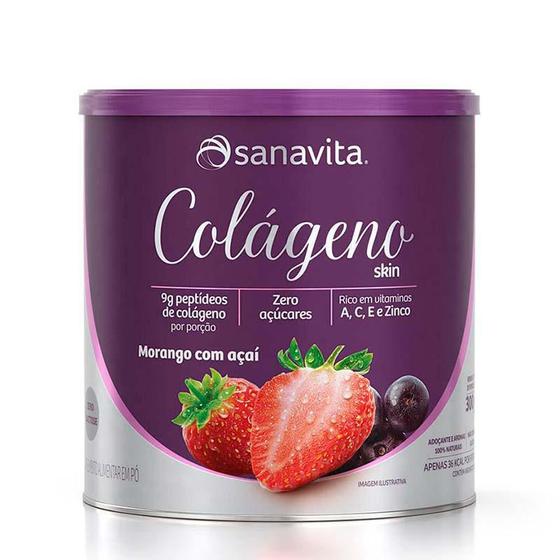 Imagem de Colágeno Hidrolisado Skin Sanavita Morango E Açaí 300g