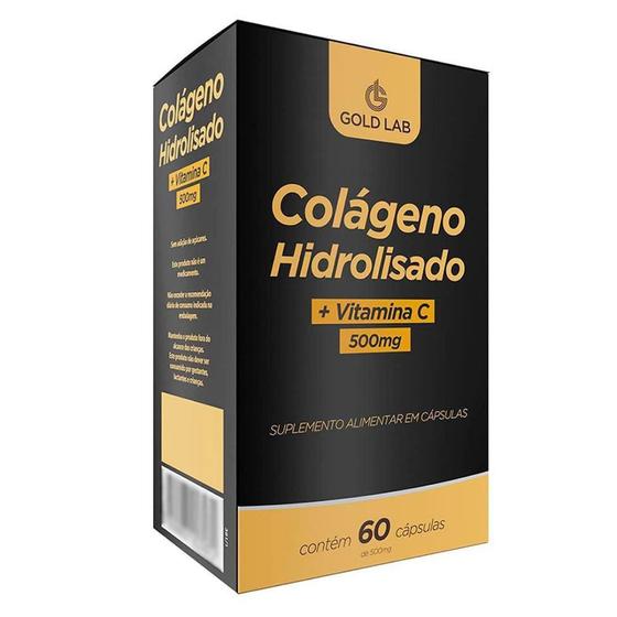 Colágeno Hidrolisado + Vitamina C 60 Cápsulas Gold Lab Menor preço em Colágeno Hidrolisado + Vitamina C 60 Cápsulas Gold Lab