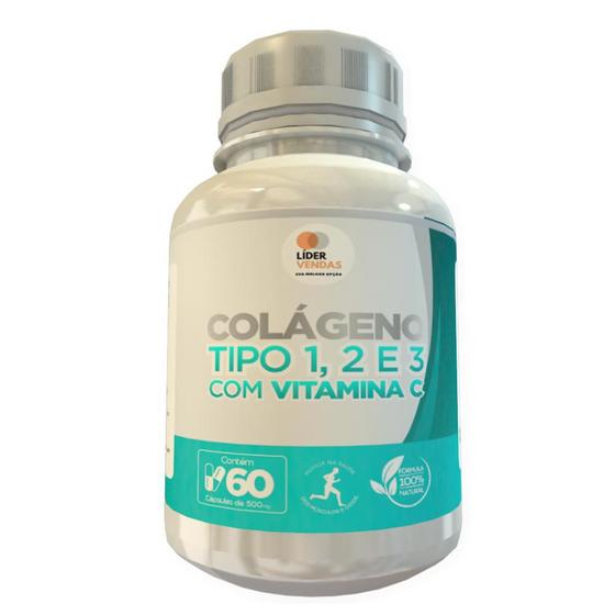 Colágeno Tipo 1, 2 E 3 Com Vitamina C 500Mg 60 Cápsulas Flora Viva