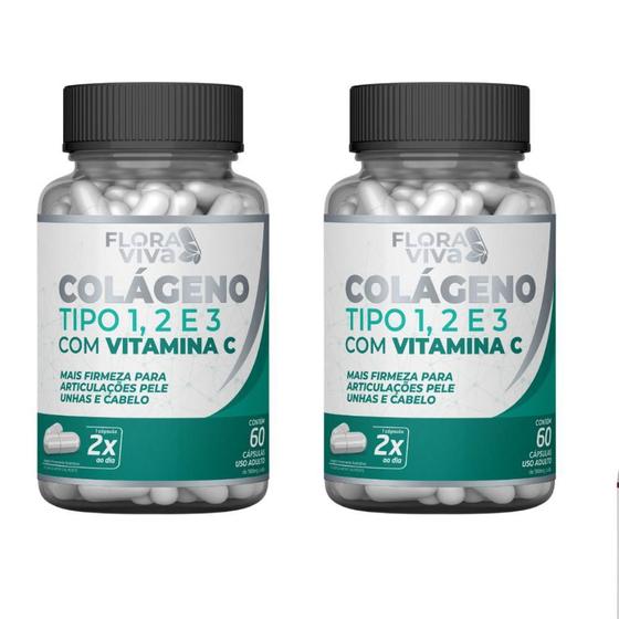 Imagem de Colágeno tipo 1,2 e 3 com vitamina C 500mg 60 caps Kit com 2