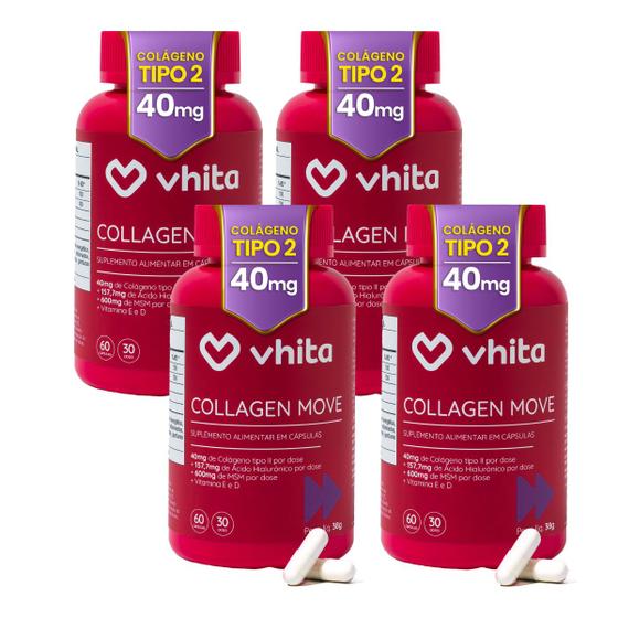 Imagem de Colágeno Tipo 2 Com Ácido Hialurônico MSM e Vitaminas Para Articulações 60 cápsulas Vhita 4 unidades