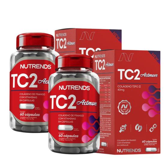 Imagem de Colágeno Tipo 2 Tc2 Actmove 40mg 60 Cápsulas Nutrends - Kit 02 Unidades