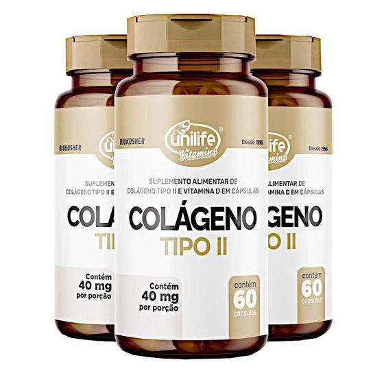 Imagem de Colágeno Tipo Ii 60 Cápsulas 400Mg Kit Com 3