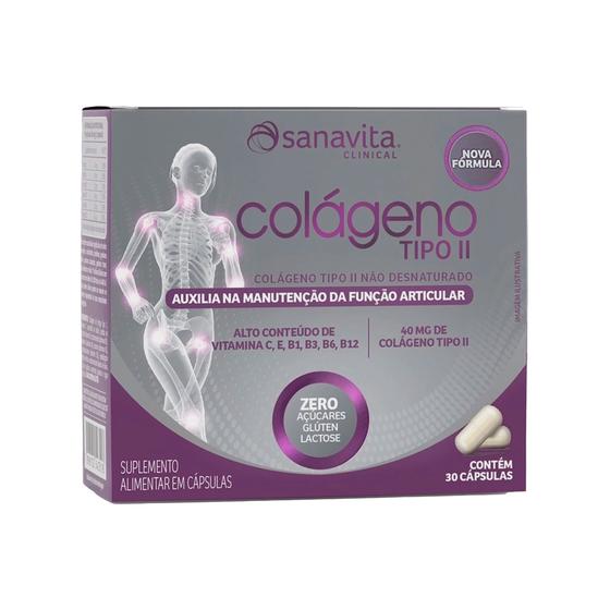 Imagem de Colágeno Tipo II  Colágeno Não Hidrolisado + Vitaminas  30 Cápsulas - Sanavita