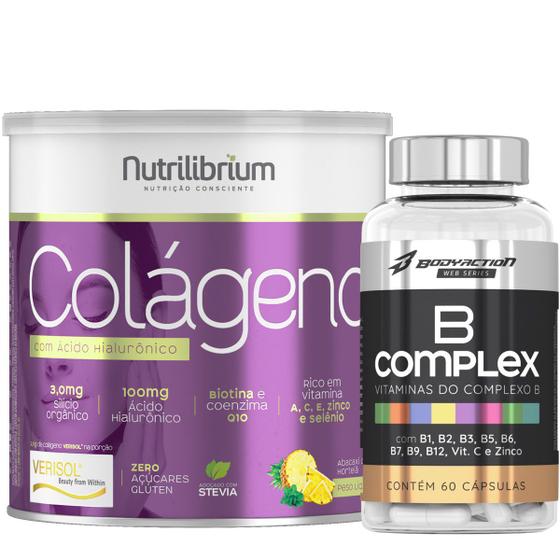 Imagem de Colágeno Verisol Ácido Hialurônico 200g + Vitaminas Complexo B 60 Caps 