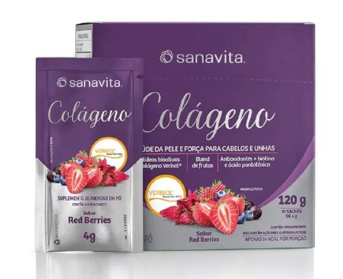 Imagem de Colágeno Verisol Sabor Red Berries Display 120 g com 30 Sachês de 4 g cada-Sanavita