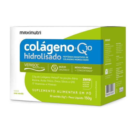Imagem de Colágeno Verisol Sachês Sabor Uva Verde 30x5g com Q10 Maxinutri