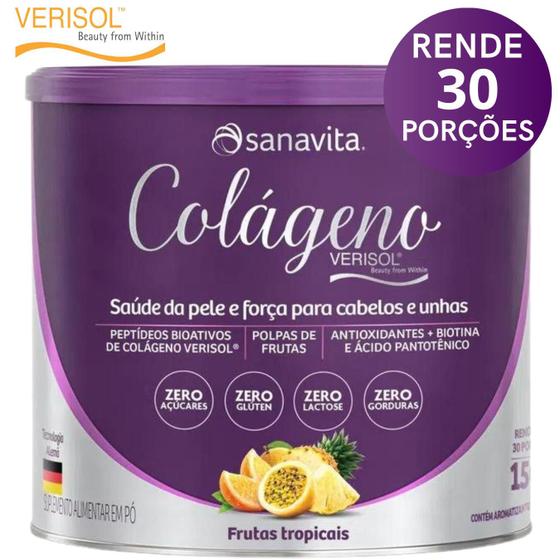 Imagem de Colágeno Verisol Sanavita - Sabor Frutas Tropicais - 30 porções - 150g