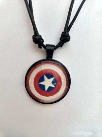 Imagem de Colar Ajustavel Escudo Capitão América Pingente Cabochon