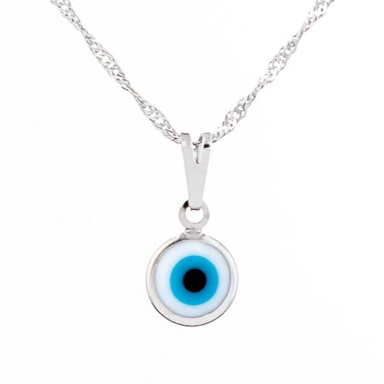Imagem de Colar Amuleto Olho Grego Branco 8,5 mm Proteção Contra Inveja - Sunshine Cristais