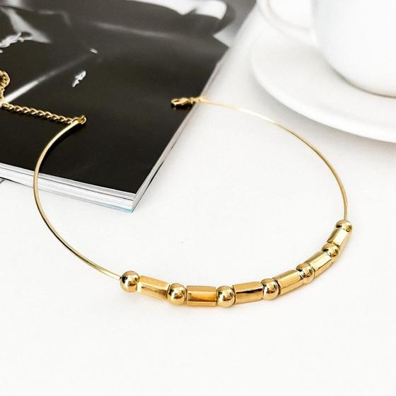 Imagem de Colar Aro com Bolas Canutilhos Banhado a Ouro 18k