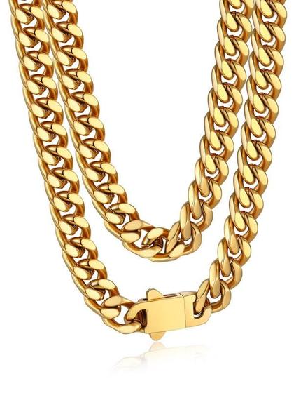 Imagem de Colar Bandmax Cuban Link Chain banhado a ouro 14K com 7 mm de largura