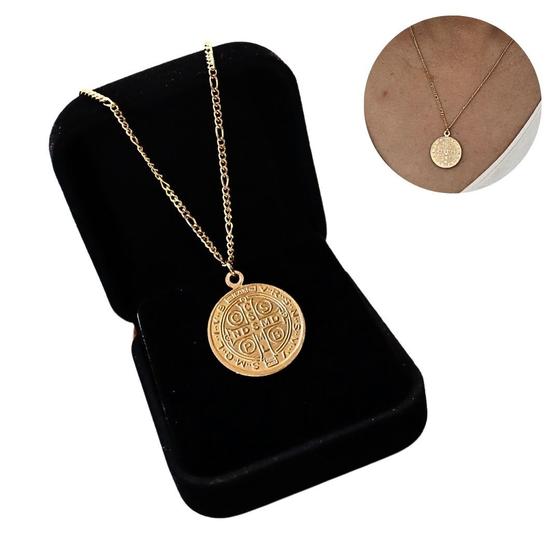 Imagem de Colar Banhado a Ouro com Medalha de São Bento 50