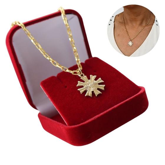 Imagem de Colar Banhado a Ouro com Medalha Espírito Santo e Raios 574