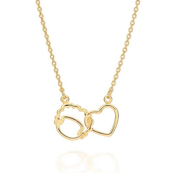 Imagem de Colar  banhado ouro 3x 24k 18k e 22k feminino coração elo cadeado filho menino cabelo afro rommanel 532434