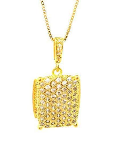 Imagem de Colar Base retangular maciça cristal ouro
