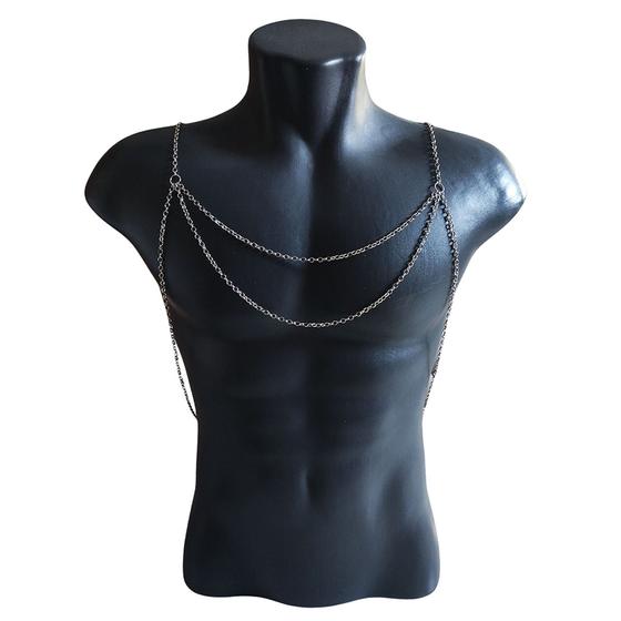 Colar Body Chain Sensual Novo Original Exclusivo Harness Masculino Aço ...