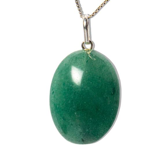 Imagem de Colar Cabochão Pedra Aventurina Verde Prata 950