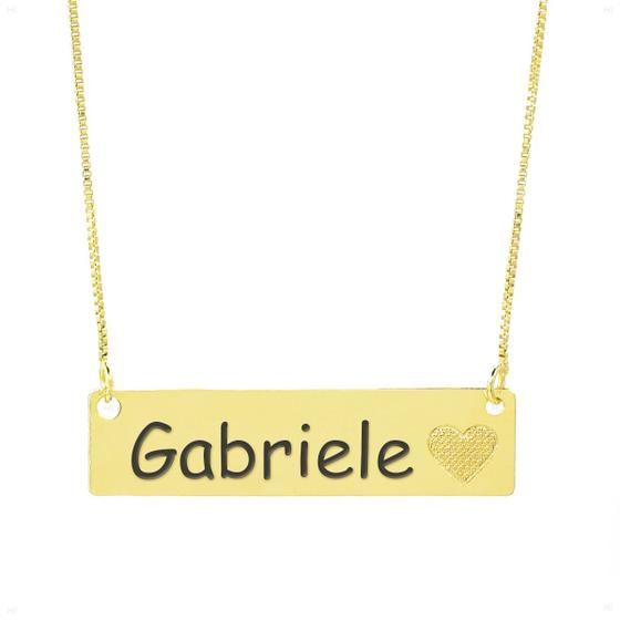 Imagem de Colar Chapinha Coração Gravação Personalizada Nome Gabriele Banhado Ouro 18K - 999006327