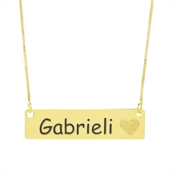 Imagem de Colar Chapinha Coração Gravação Personalizada Nome Gabrieli Banhado Ouro 18K - 999006328