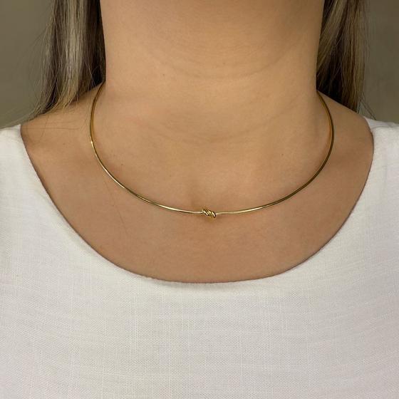 Imagem de Colar Choker Aro com Nó Banhado em Ouro 18k