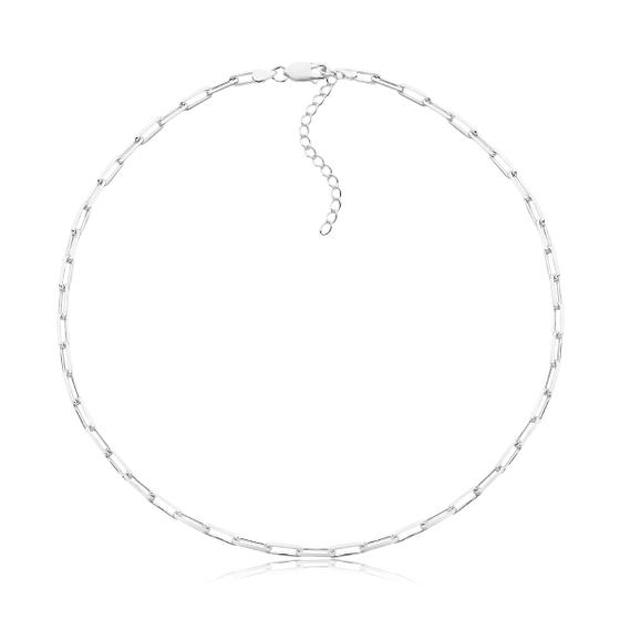 Imagem de Colar Choker Cadeado Longo 4mm Prata 925