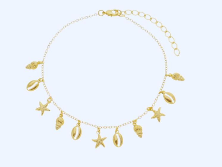 Imagem de Colar choker concha e estrela do mar banhado a Ouro 18k