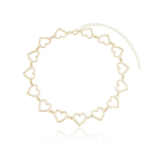 Imagem de Colar Choker Coração Vado Banho Ouro 18K