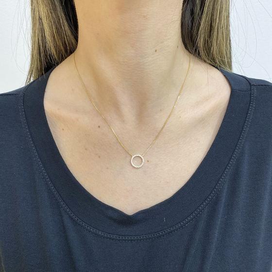 Imagem de Colar Choker Cordao Círculo Com Pedras Folheada A Ouro 18k