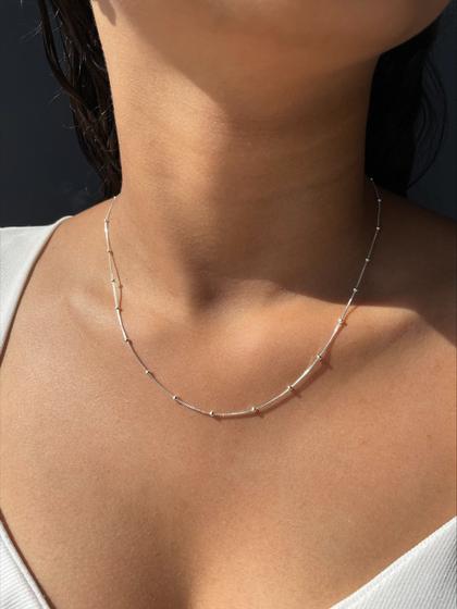 Imagem de Colar choker de bolinha prata bj 05