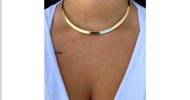 Imagem de Colar choker dourado arco liso espelhado