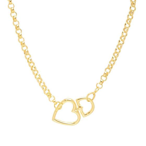 Imagem de Colar Choker Fecho Mosquetão Coração Folheado A Ouro 18K