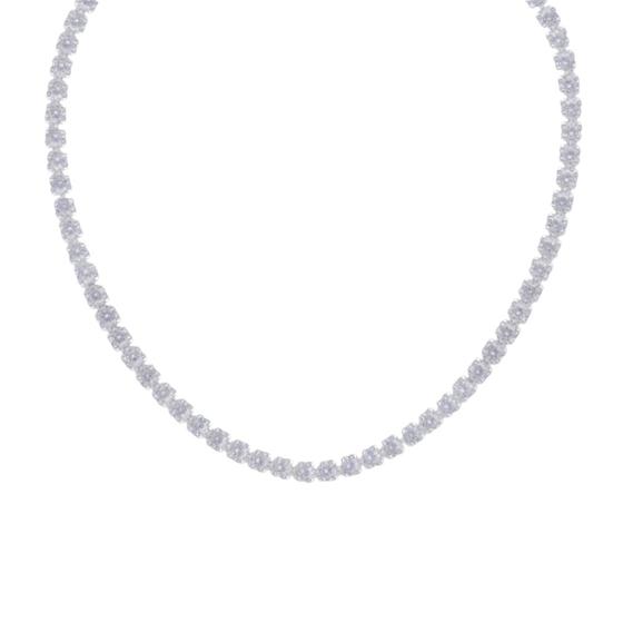 Colar Choker Riviera Pedras Brancas P Banhado Prata 925
