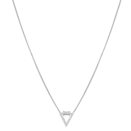 Imagem de Colar Choker Triangulo Cravejado Folheado Prata 925