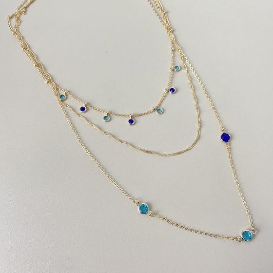 Imagem de Colar com Pedra Azul Kit com 3 unidades