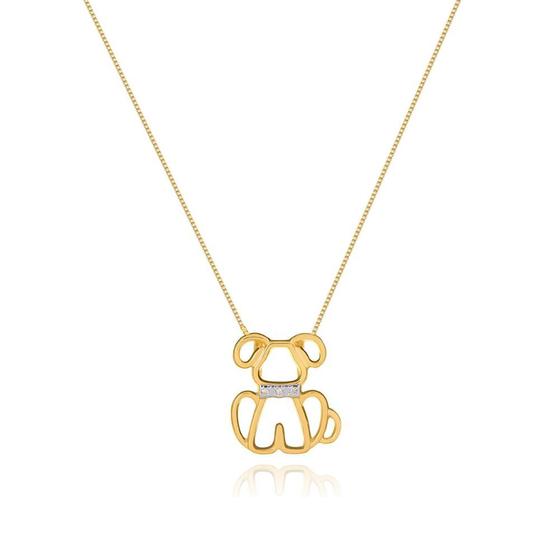 Imagem de Colar Com Pingente De Cachorro com Zirconias banhado ouro 18k