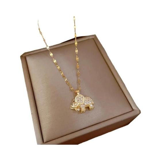Imagem de Colar com Pingente de Coração de Zircônia - Aço Inoxidável Dourado para Mulheres
