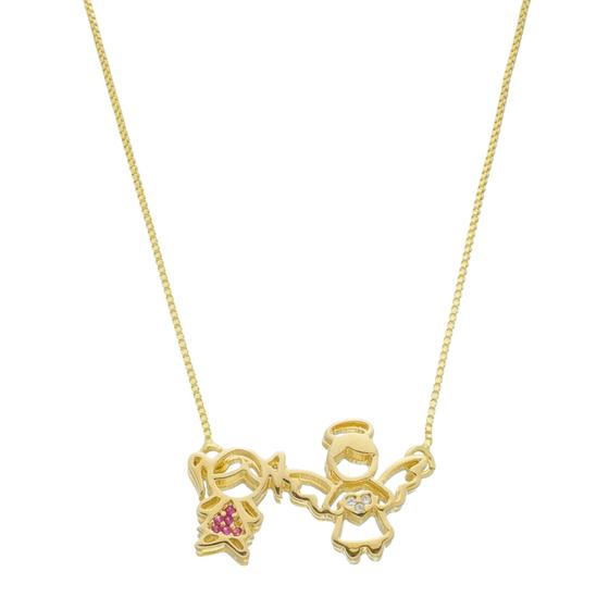 Imagem de Colar com Pingente Filha e Anjo Banhado a Ouro 18k