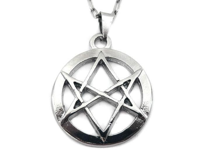 Imagem de Colar Com Pingente Hexagrama Unicursal Crowley Lei Thèlema