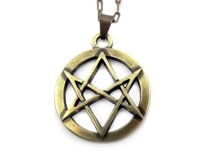 Imagem de Colar Com Pingente Hexagrama Unicursal Crowley Lei Thèlema