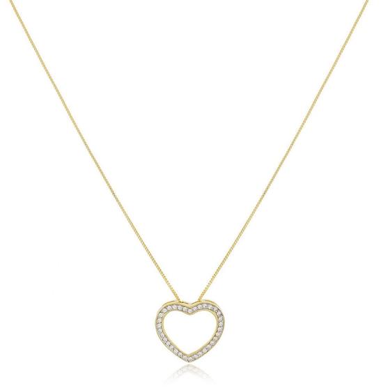 Imagem de Colar coração com micro zircônia banhado a ouro 18k