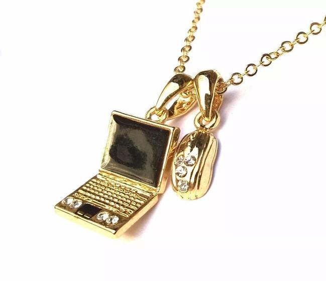 Imagem de Colar Cordão Computador Mouse Computação Folheado 18k